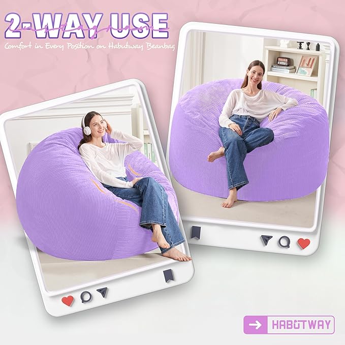 HABUTWAY 4FT Bean Bag Chair, Giant Bean Bag Chairs - Image 3