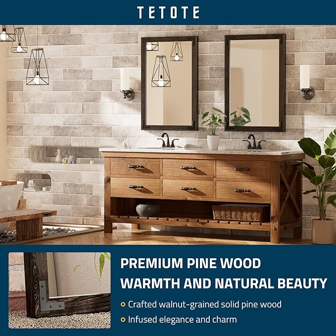TETOTE 24 x 36 Black Wood Framed Mirror - Image 2