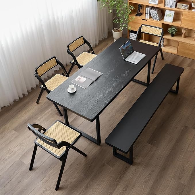 Black Bench Wooden Bench with Metal Legs Suitable - Image 6