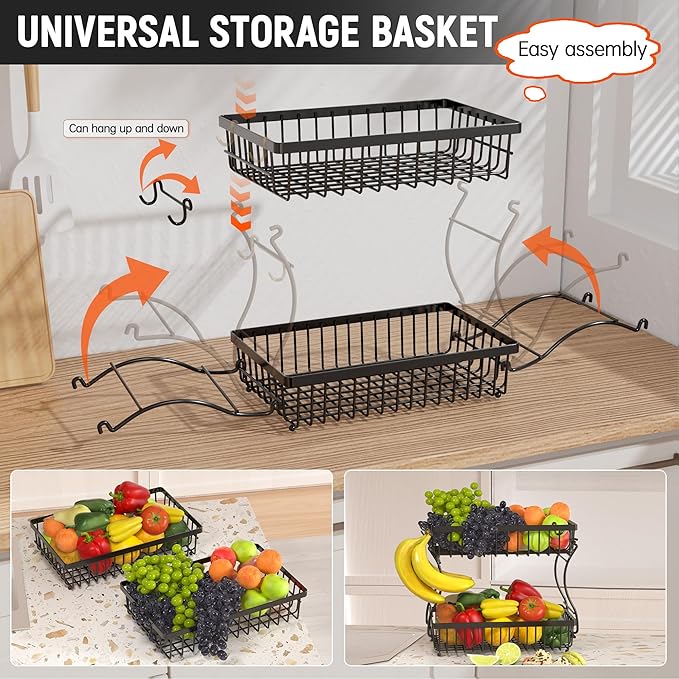 Fruit Basket, 2-Tier Fruit Bowl - Image 3