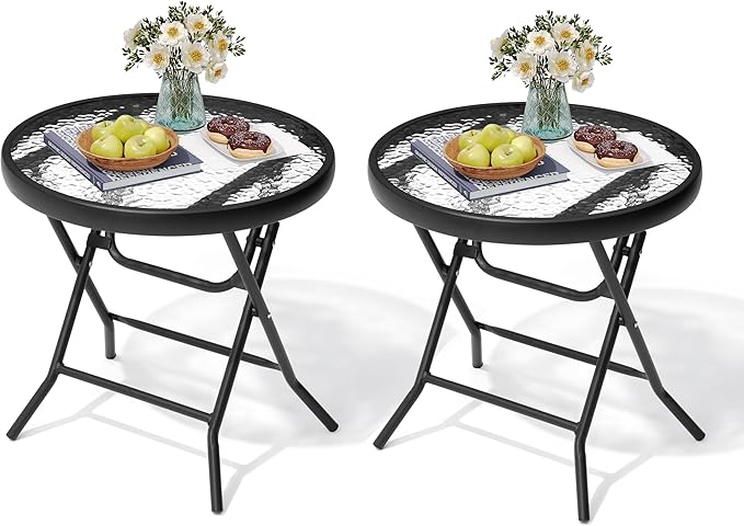 Foldable Patio Side Table Set of 2 - Image 8