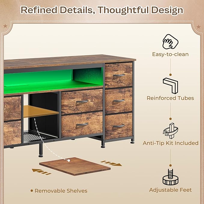 Huuger 63 Inch LED TV Stand Dresser - Image 8