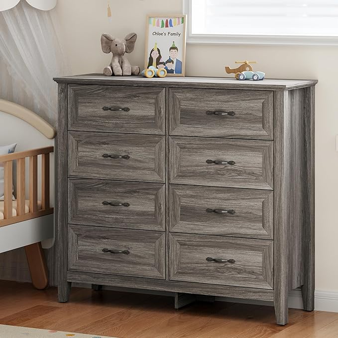 LINSY HOME 8 Drawers Dresser for Bedroom, Modern Farmhouse Dresser TV Stand - Image 6