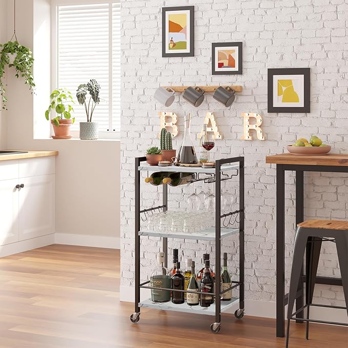 TUTOTAK Bar Cart, Home Bar Serving Cart, Small Wine Cart - Image 4
