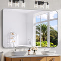 60x40 Inch Silver Bathroom Mirror, Large Rectangle Mirror, Metal Framed by WelcometoCIVENO