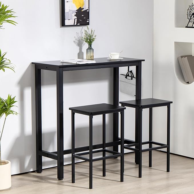 Finnhomy Bar Table Set, 39.3" Pub Table High Top Table, Rectangular Bar Height - Image 2