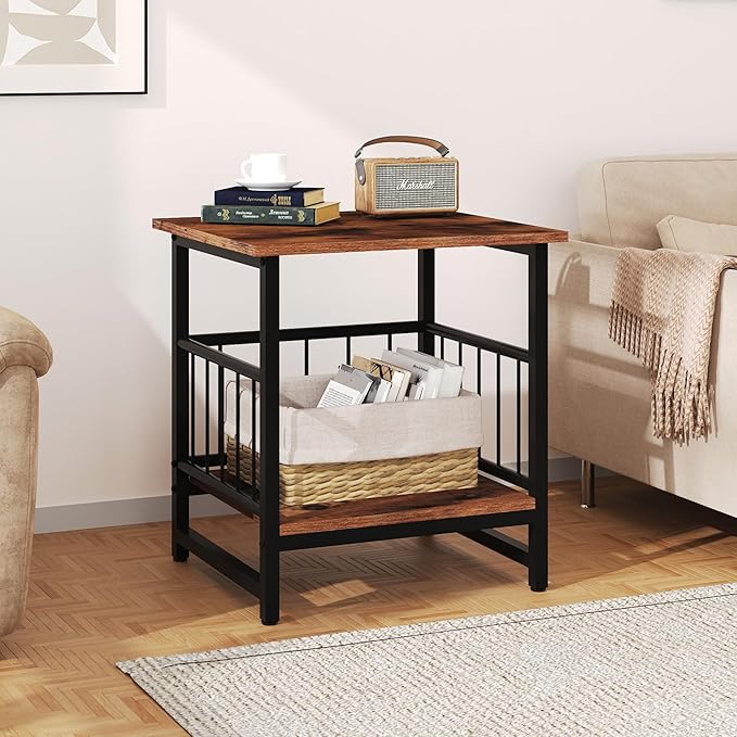 Industrial Night Stand, 18” Square Side Table - Image 3