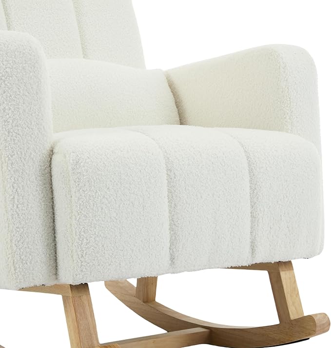 Christopher Knight Home Mapo Wooden Rocking Chair Indoor, Teddy Upholstered - Image 17