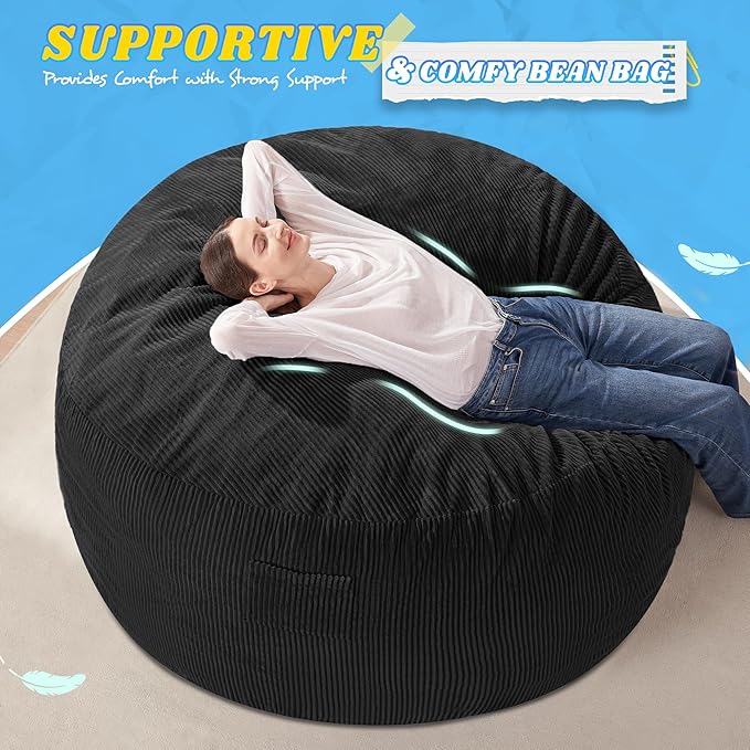HABUTWAY 4FT Bean Bag Chair, Giant Bean Bag Chairs - Image 5