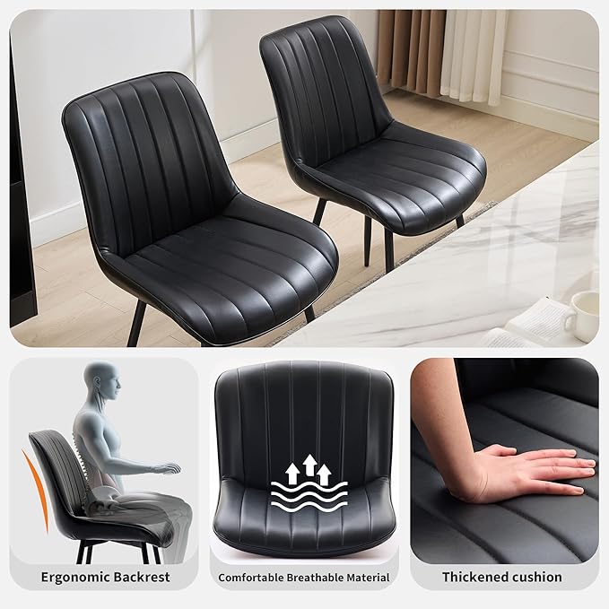 Dining Chairs Set of 2, Upholstered PU Leather Kitchen & Dining Chairs - Image 5