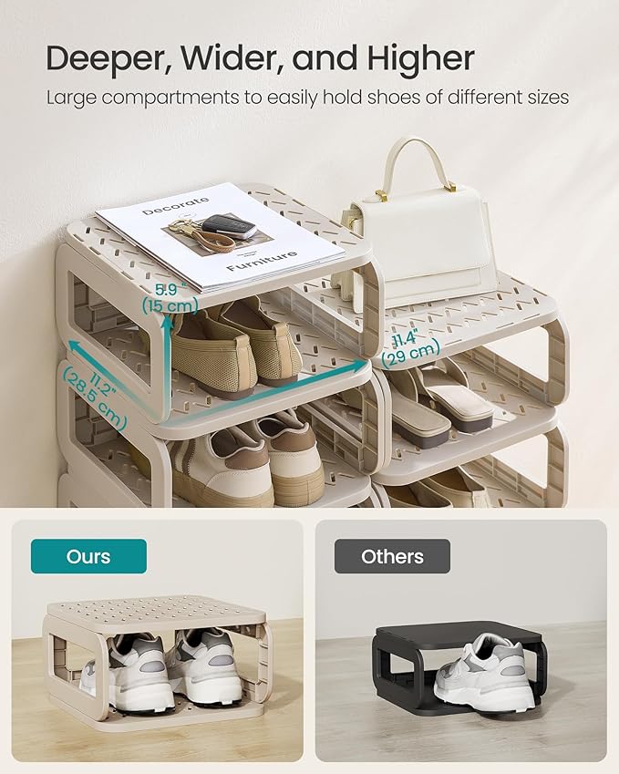 SONGMICS Shoe Rack, Shoe Organizer, 12 Shelves, Shoe Storage, Narrow Shoe Shelf - Image 4
