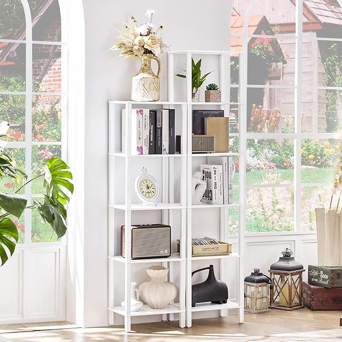 54in Tall Bookshelf 5-Tier Small Narrow Bookcase, Skinny Book Shelf - Image 4