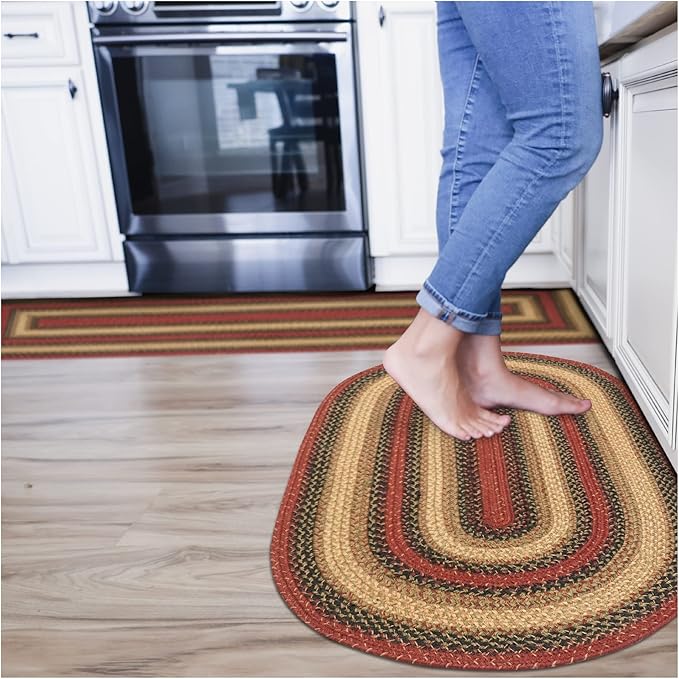 Highland Multicolor Jute Braided Oval Rug, 20x30 by Homespice