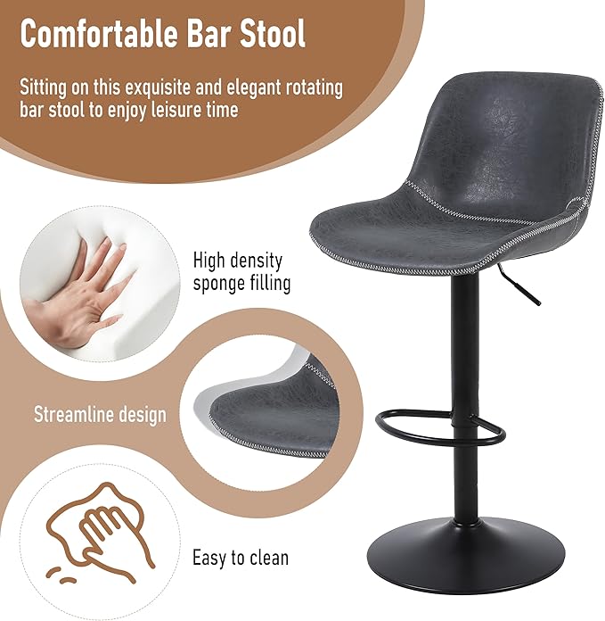 Bar Stools, Swivel Counter Height Barstools - Image 4