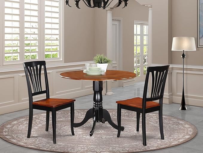 East West Furniture DLAV3-BCH-W 3 Piece Dining Room Furniture Set Contains a - Image 2