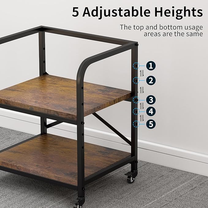 2 Tier Under Desk Printer Stand, Large Printer Table - Image 3