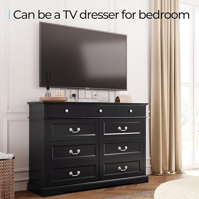 LINSY HOME Farmhouse Dresser for Bedroom, 9 Drawer Bedroom Dresser - Image 5
