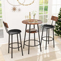 3 Pieces Round Bar Table and Chair Set, Small Dining Table by Zevemomo