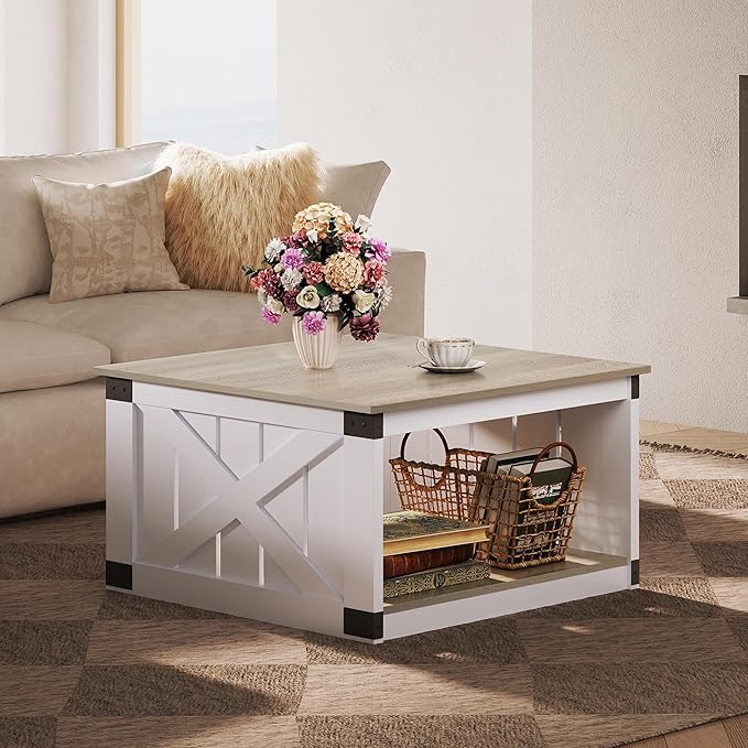 WLIVE Coffee Table, Farmhouse Coffee Table - Image 7