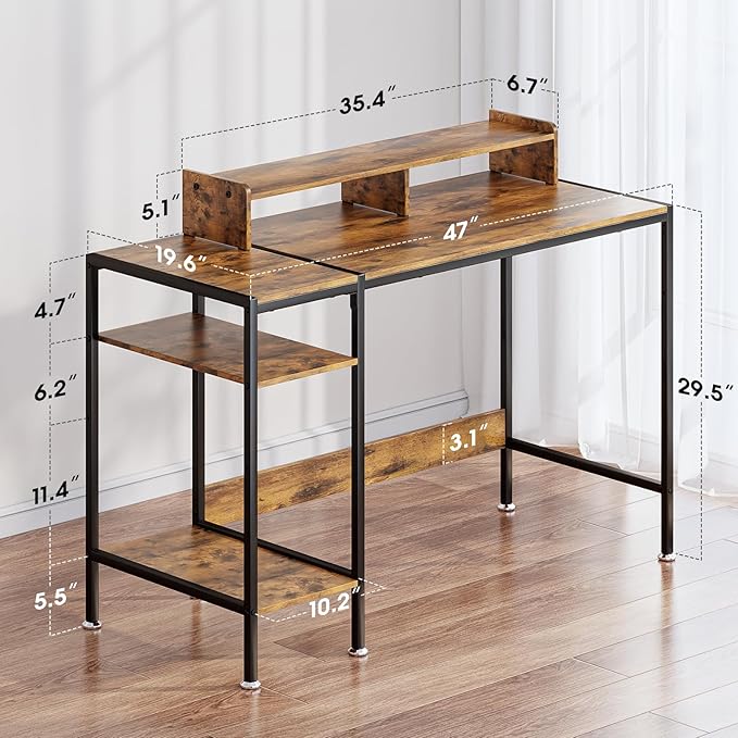 Computer Desk Gaming Desk with Monitor Stand, Home Office Desk Suitable - Image 3