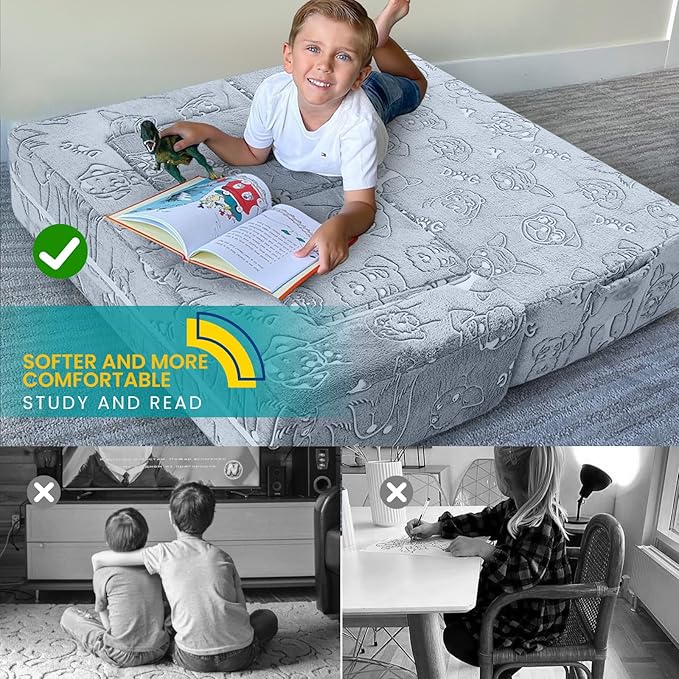 MeMoreCool Kids Sofa Couch, Glow in Dark Toddler Chair Fold Out, Modular Play - Image 5