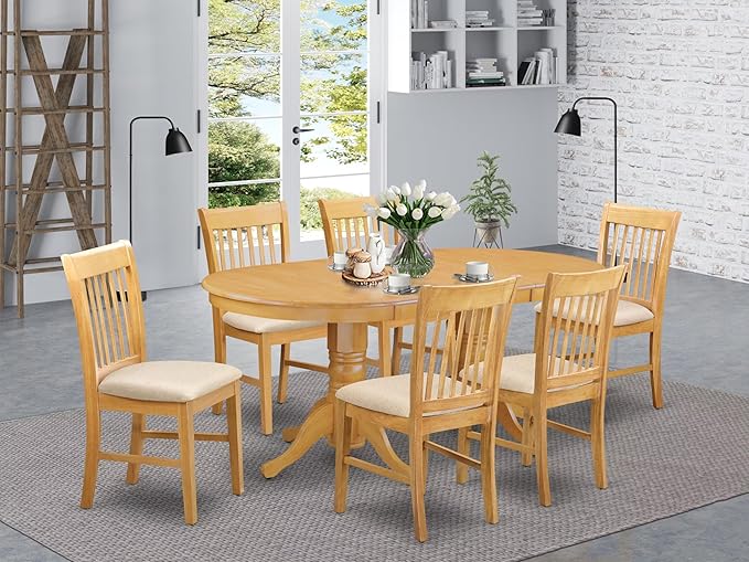 East West Furniture VANO7-OAK-C 7 Piece Kitchen Table & Chairs Set Consist of - Image 2