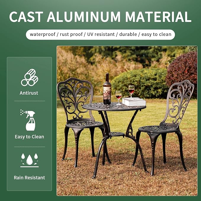 Outdoor Bistro Set 3 Piece Patio Bistro Set - Image 7