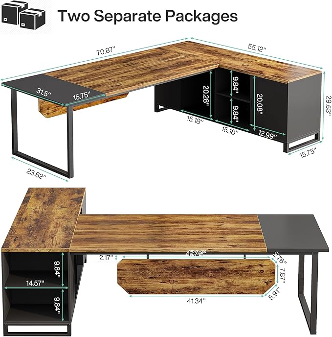 Tribesigns 70.8" Executive Desk - Image 2