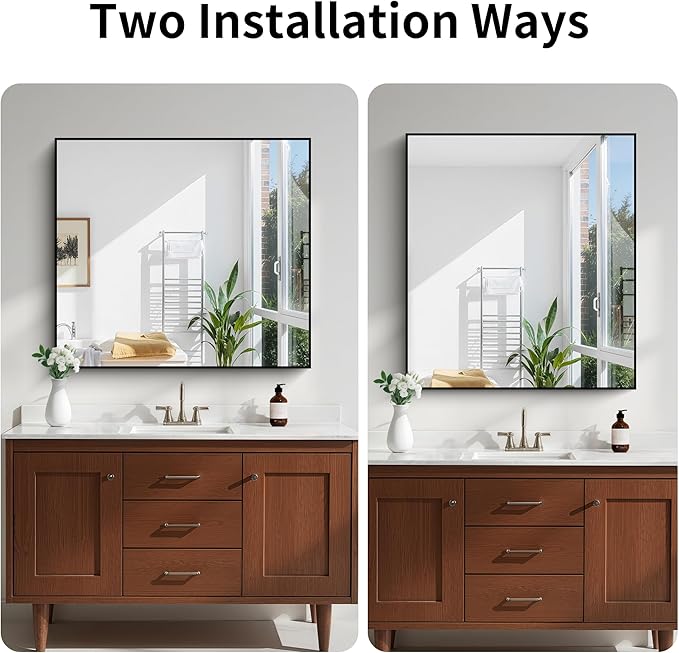 KOCUUY Black Rectangle Mirror, Large Black Wall Mounted Mirror, Metal Framed - Image 7
