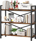 Homeiju 3 Tier Bookshelf 31.49" Width, Wood and Metal Etagere Bookcase by Homeiju