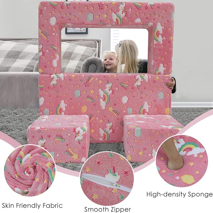 MeMoreCool Modular Kids Sofa, Toddler Play Couch Fold Out - Image 8