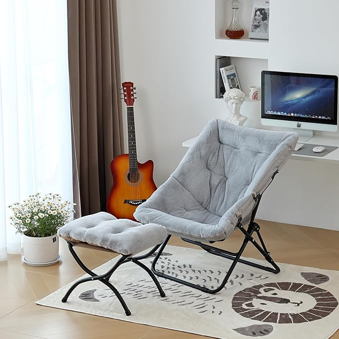 Comfy Folded Chair, Soft Faux Fur Oversized Folding Accent Chair, Flexible - Image 6
