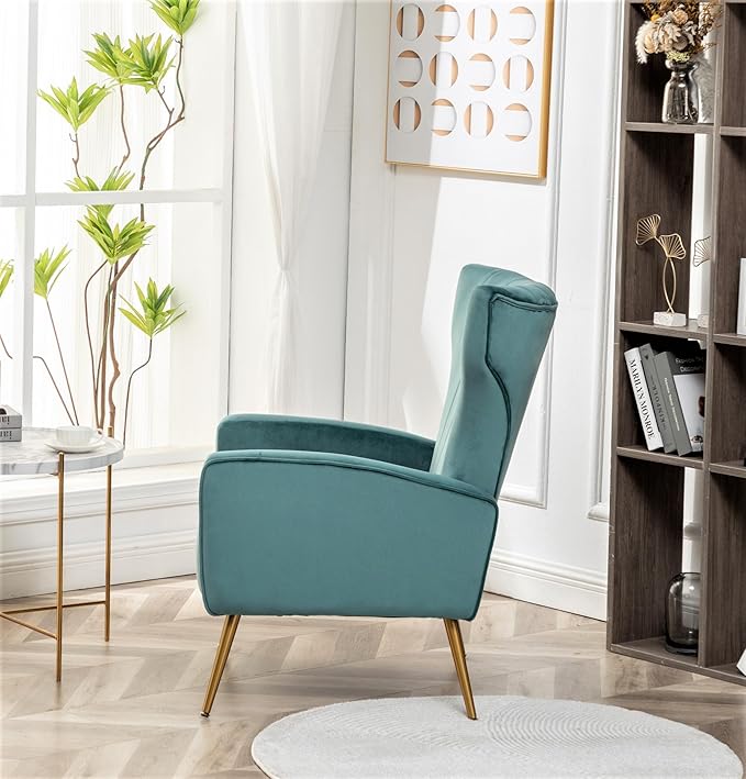 Container Furniture Direct Modern Velvet Accent Chair, Channel Tufted Bedroom - Image 8
