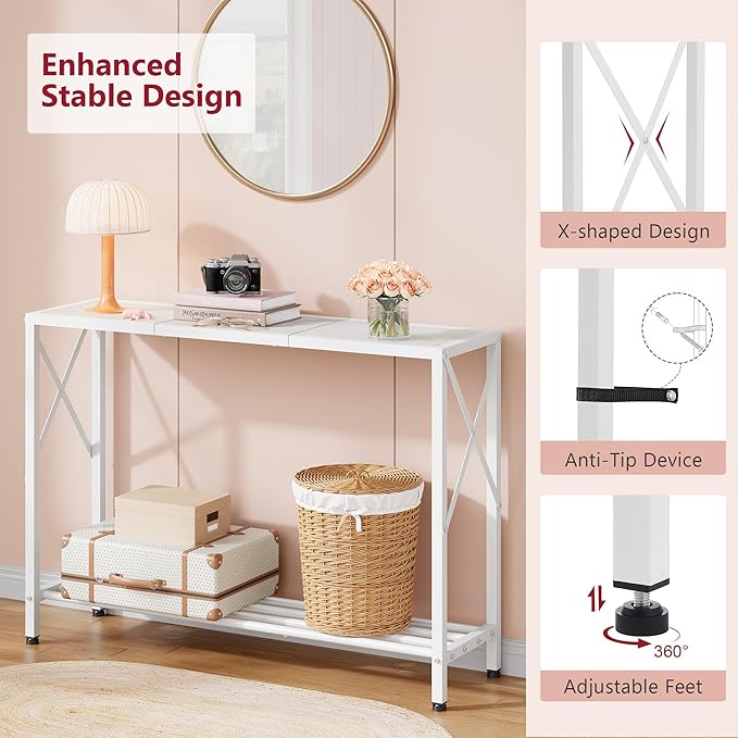 Tajsoon Console Table 41.8”, 2-Tier Entryway Table Narrow Sofa Table - Image 5