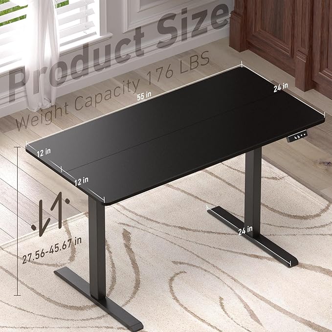 Ywin Electric Height Adjustable Standing Desk, 55 x 24 inches, Ergonomic Stand - Image 3
