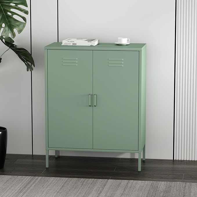Manhattan Comfort Naomi Modern Metal Accent Cabinet, Minimalist Storage Cabinet - Image 2