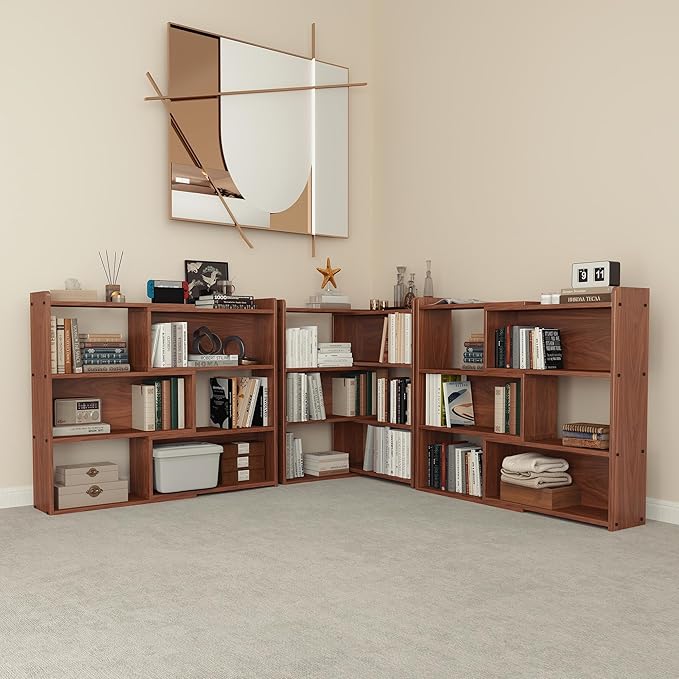 Open Shelf Low Bookcase, Wooden 4-Tier Floor Standing Expandable 25-47 inch - Image 9