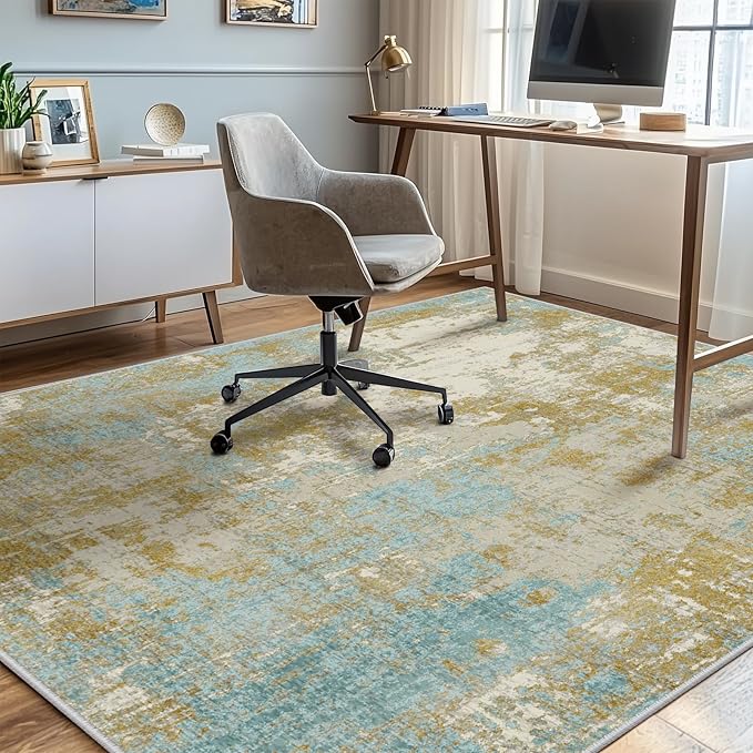 Washable Area Rugs 9'x12' Non-Slip Modern Abstract Soft - Image 8