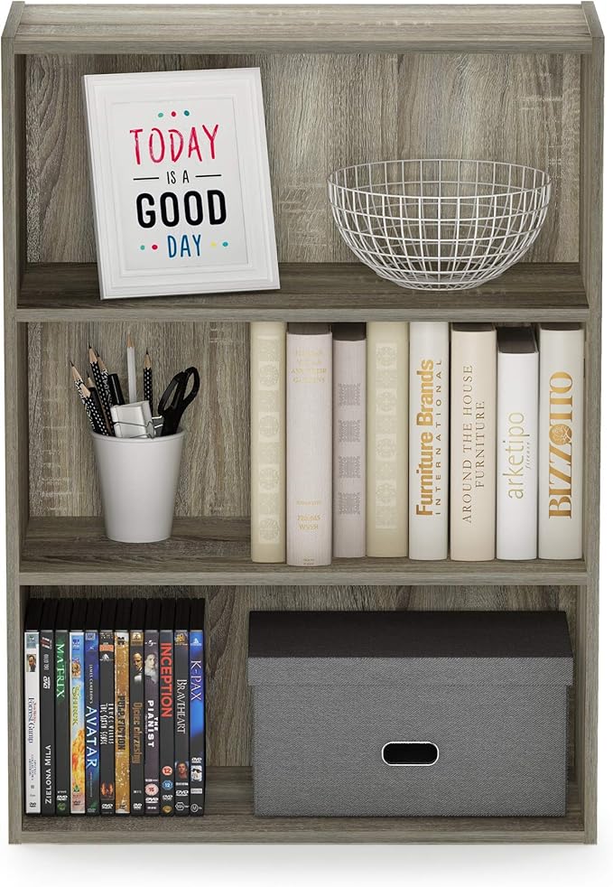 Furinno Pasir 3-Tier Open Shelf Bookcase, Sonoma Oak - Image 4