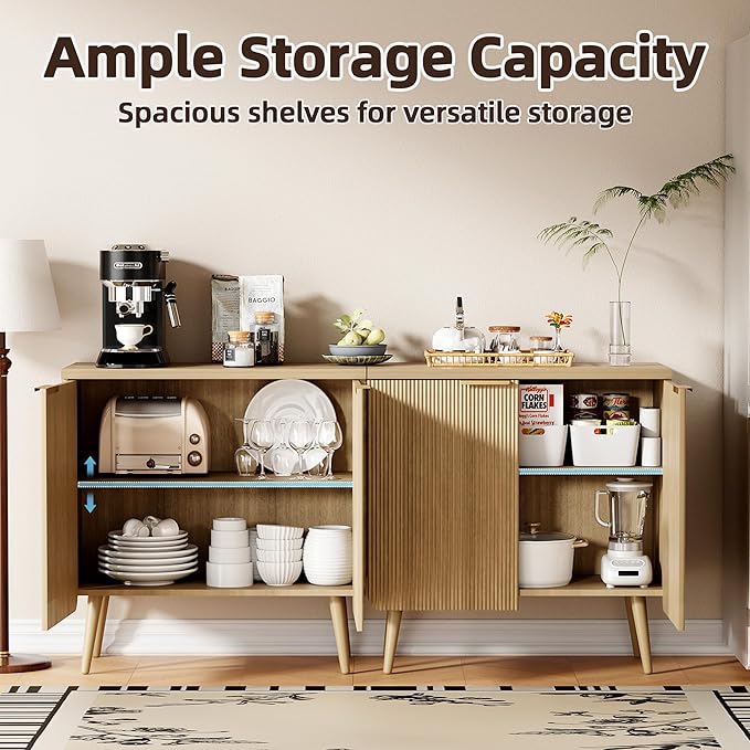 Sideboard Buffet Cabinet with Storage, 2 Doors Wood Entryway Cabinet, Modern - Image 6