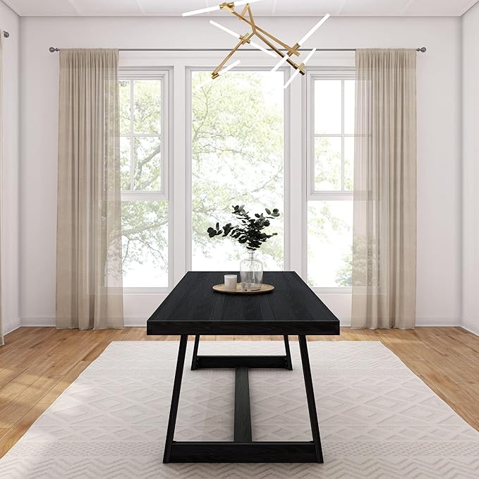Plank+Beam 84 Inch Farmhouse Dining Table, Solid Wood Rustic Kitchen Table - Image 5