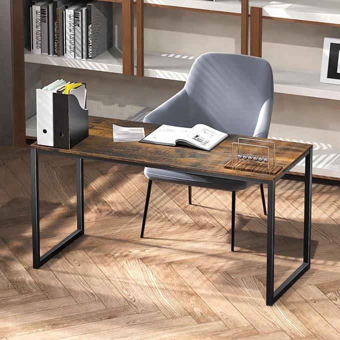 SHW Mission 48-Inch Home Office Computer Desk, Rustic Brown - Image 9