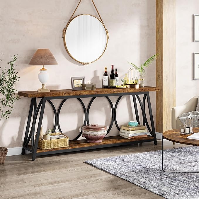 Tribesigns 70.9 inch Extra Long Console Table, Industrial Sofa Table Behind - Image 3