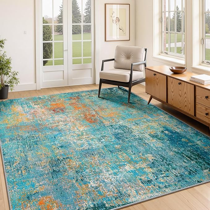 Washable Area Rugs 3'x5' Non-Slip Modern Abstract Soft - Image 2