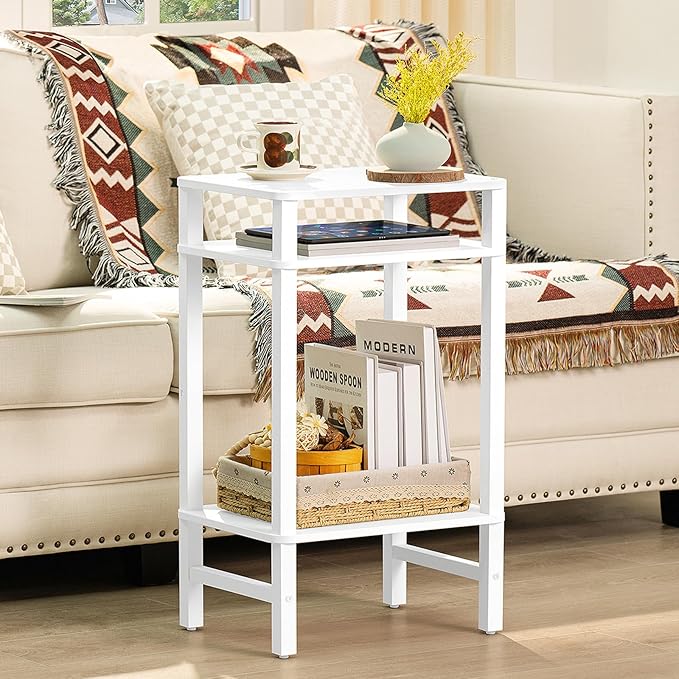 28in Tall Side Table Set of 2, 3-Tier Small Narrow End Table - Image 7