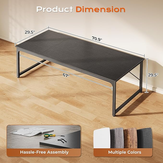 PRAISUN 70.8 X 29.5 Inch Computer Desk - Image 3