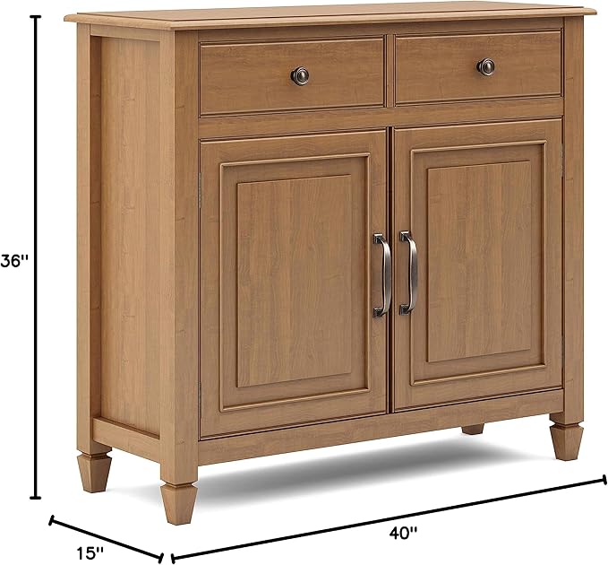 SIMPLIHOME Connaught 40-inch Wide Solid Wood Storage Cabinet in Light Golden - Image 9