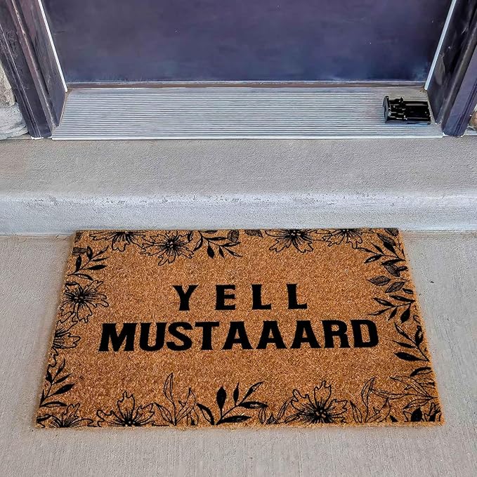 Funny Coir Doormat with Music Lover Yell Mustard - Image 3