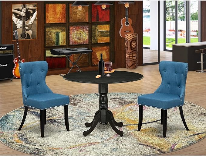 East West Furniture DLSI3-ABK-21 3 Piece Modern Dining Table Set Contains a - Image 6