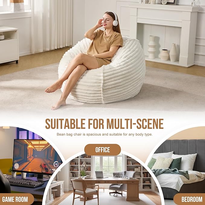 Hobestluk 3ft Bean Bag Chairs for Adults Large Beanbag Chair - Image 6